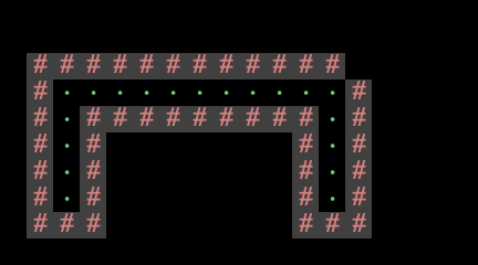 Example of hallways with and without corner walls.
