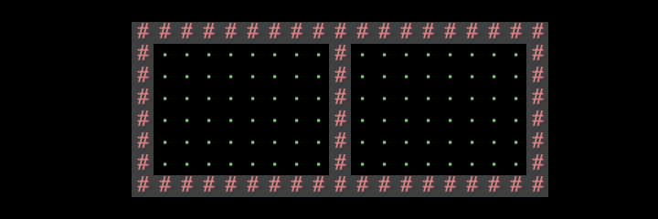 Two rooms separated by a single wall.